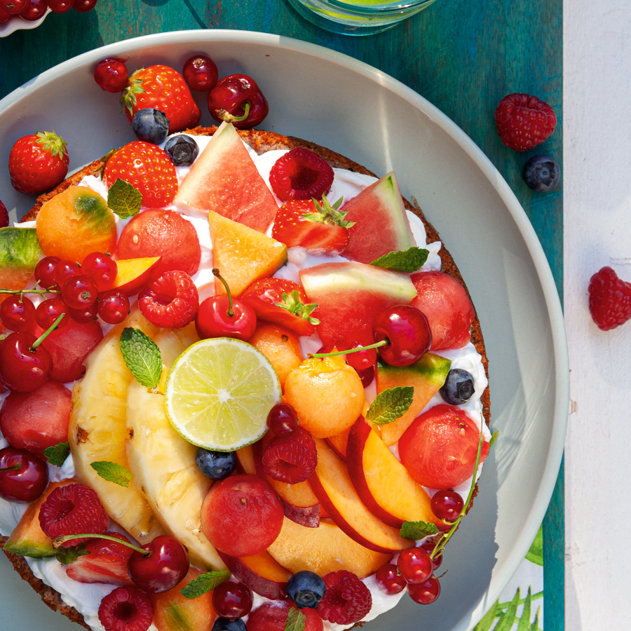 Ananas kokostaart met veel fruit