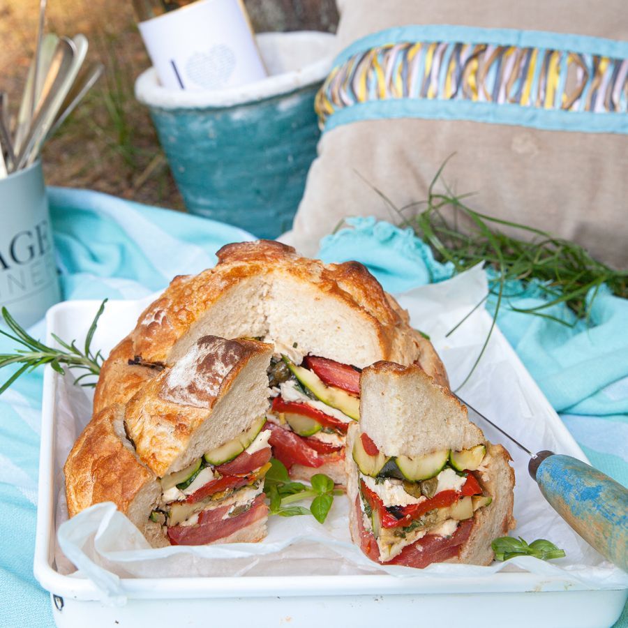 Picknick brood met gegrilde groenten