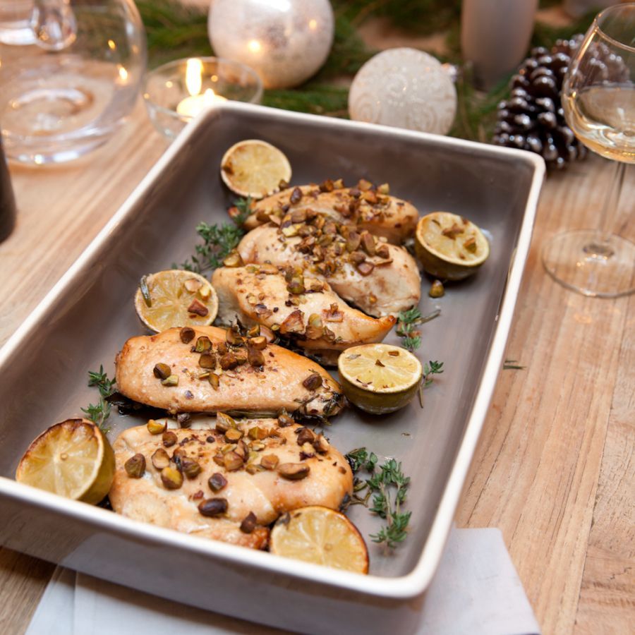 Kip met limoen, pistache en kruiden