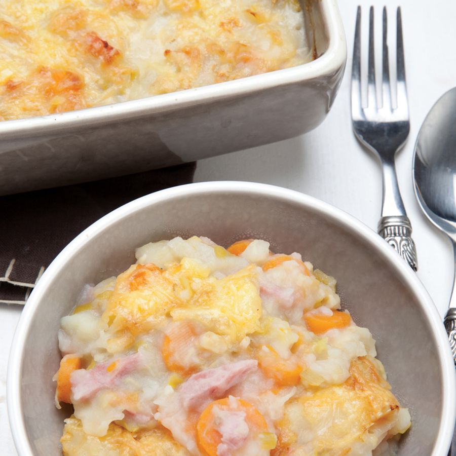 Ovenschotel met prei en wortel