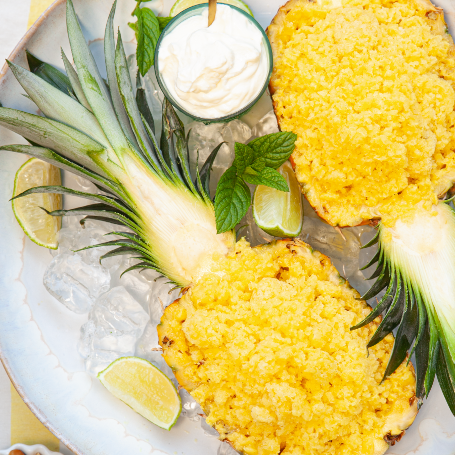 Granita van ananas met gember en vanille