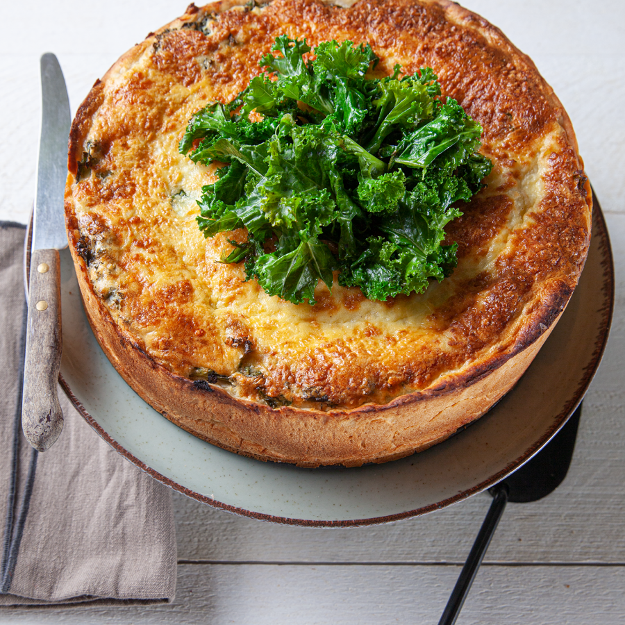 Taart met boerenkool en rookworst 