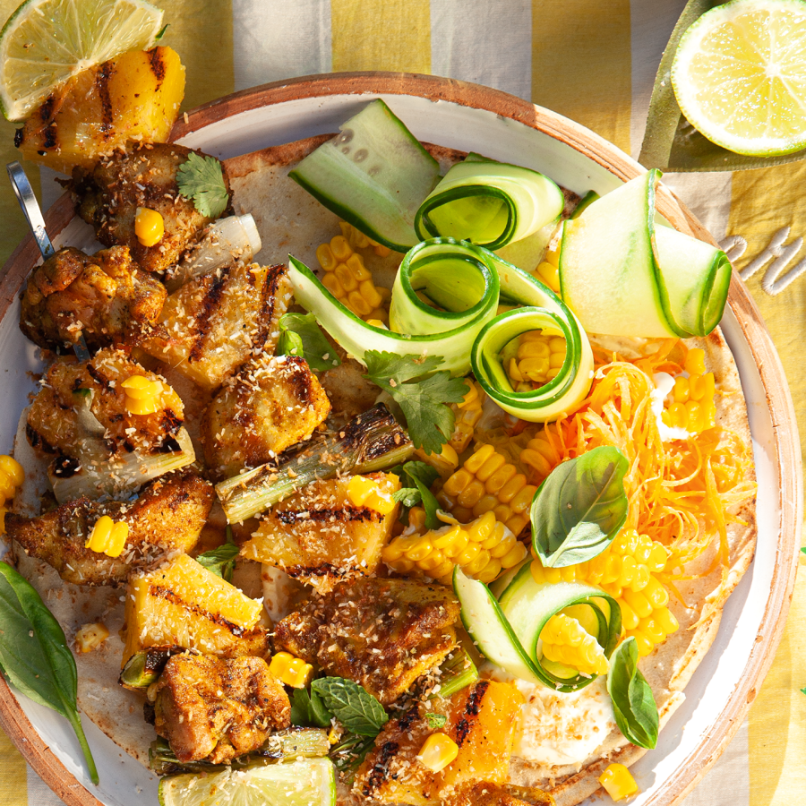 Kipdijfilet spiesen van de barbecue 