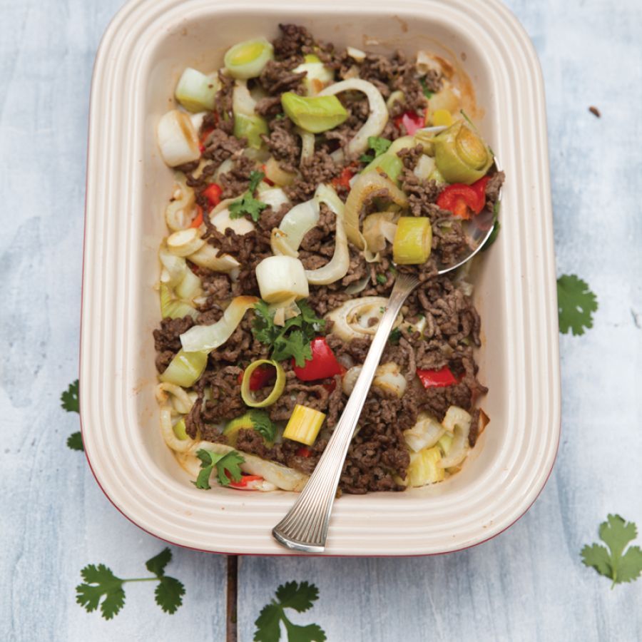 Stoofschotel prei en gehakt