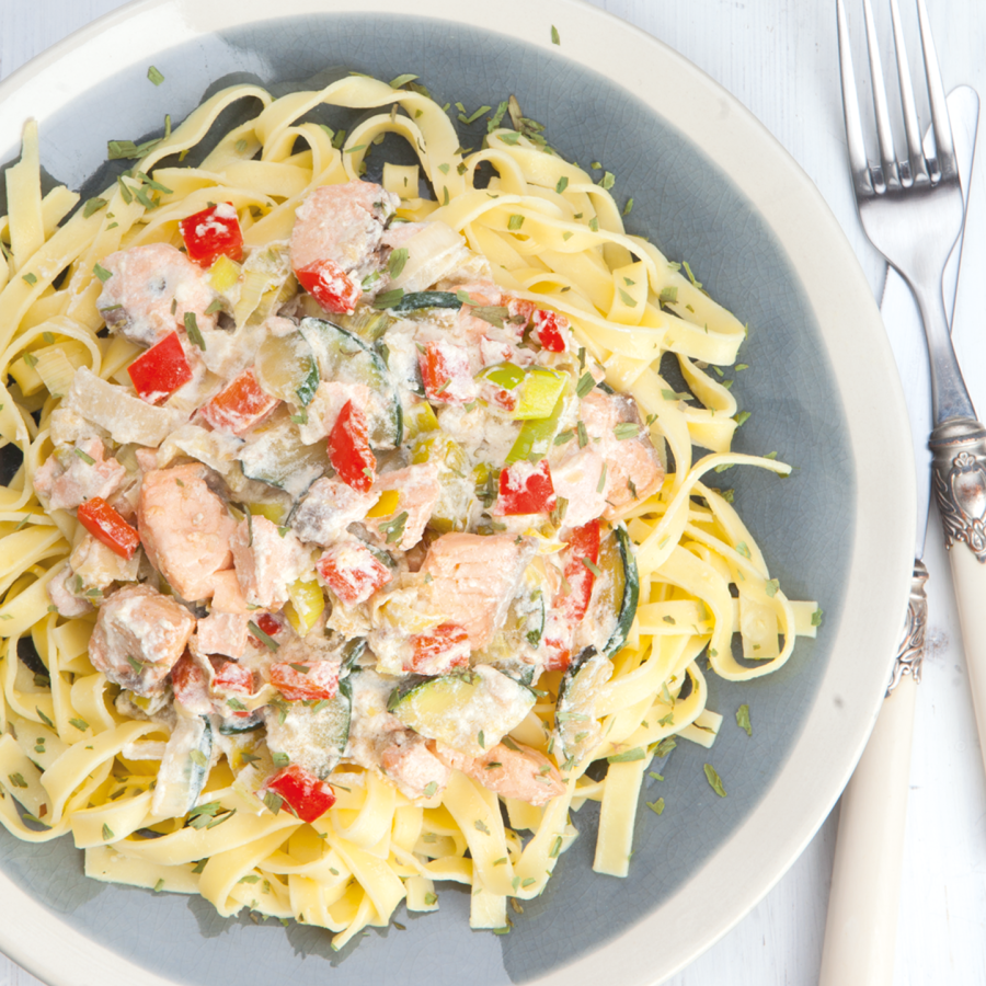 Zalmfilet met tagliatelle