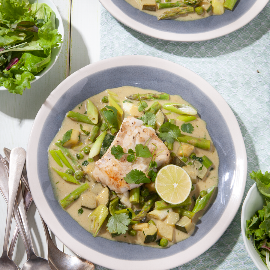 Lentecurry met kabeljauw