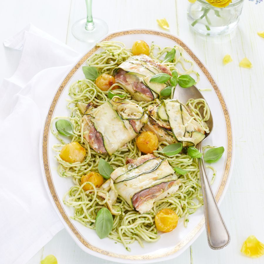 Kabeljauw met courgette linten, dille, citroen en pasta verde