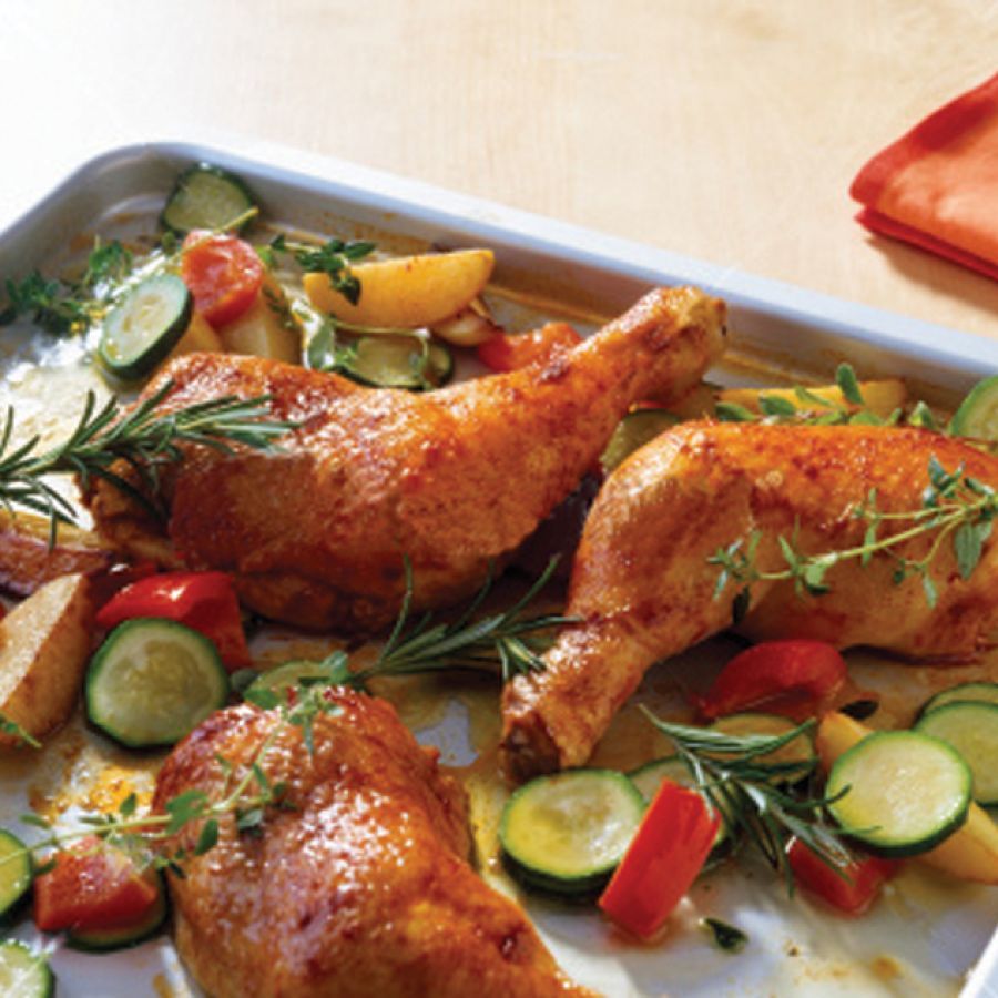 Geroosterde kippenbout met groenten
