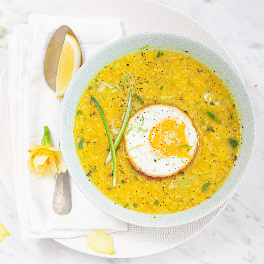 Brunchsoepje met rijst en ei