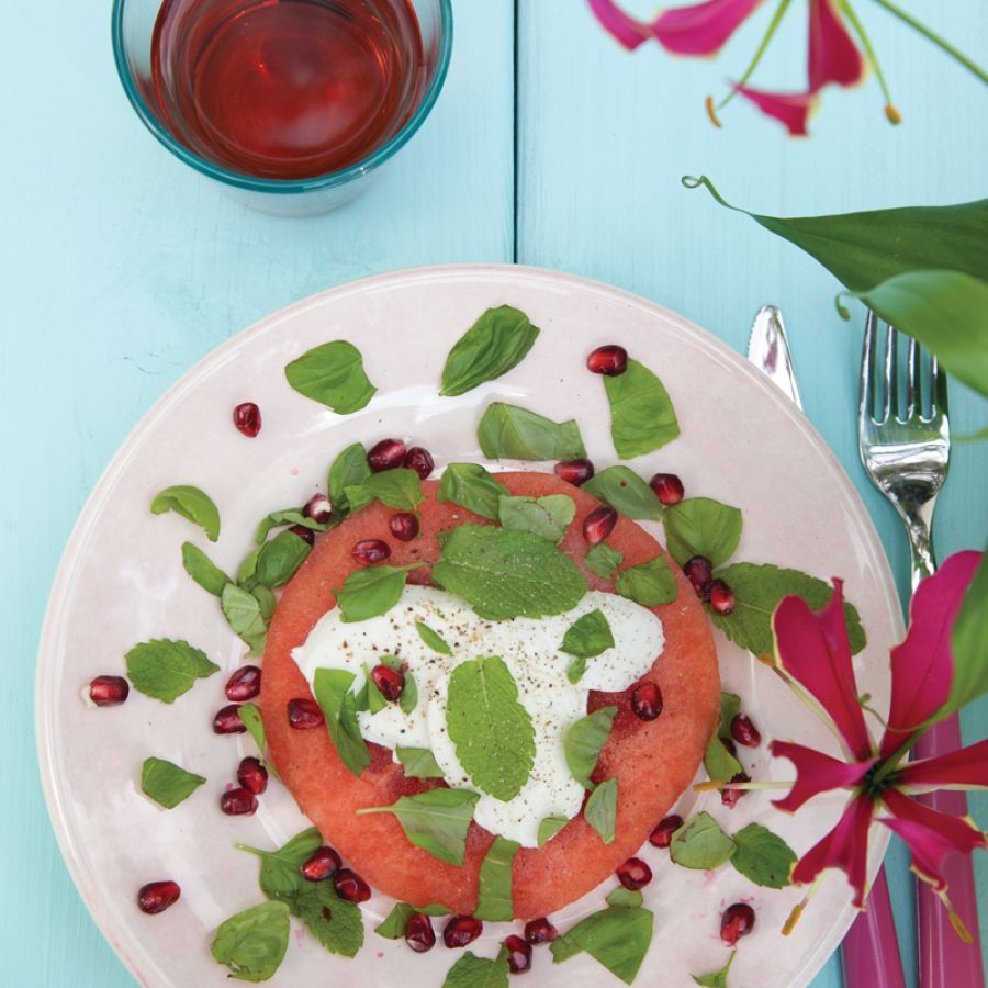 Watermeloen met mozzarella