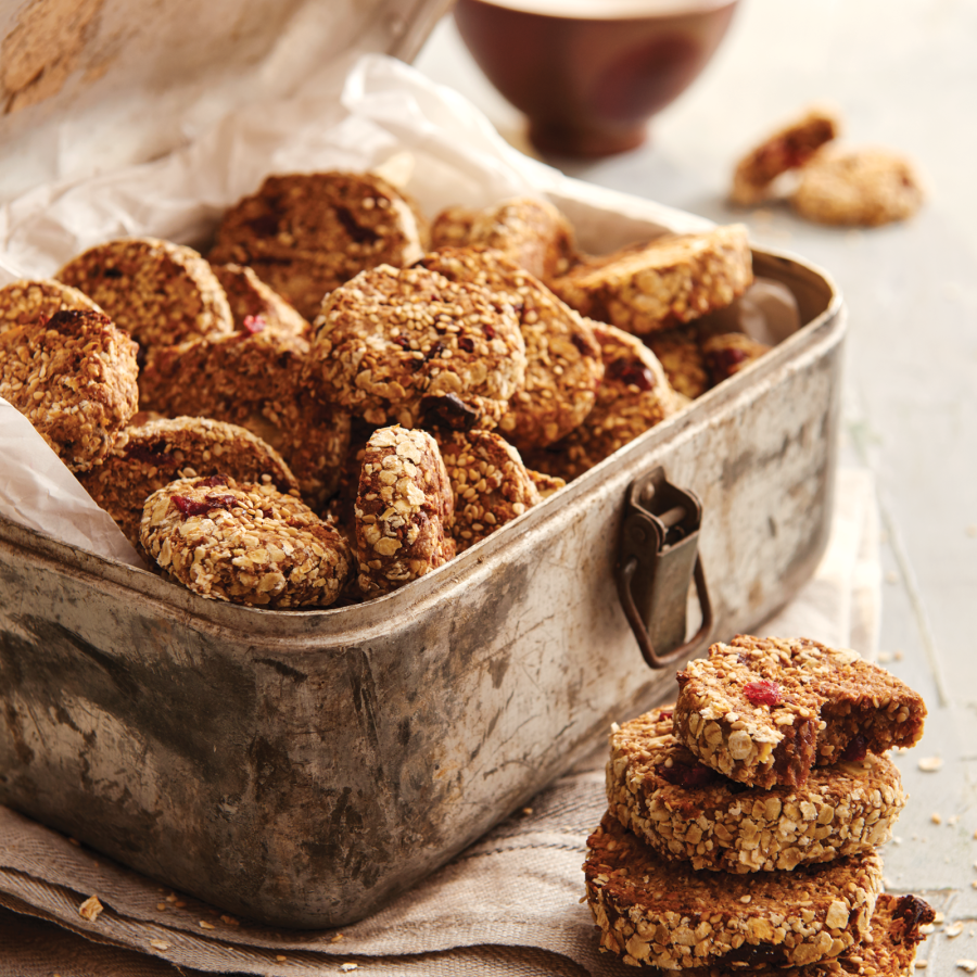 Havermout koekjes met banaan en sesamzaad