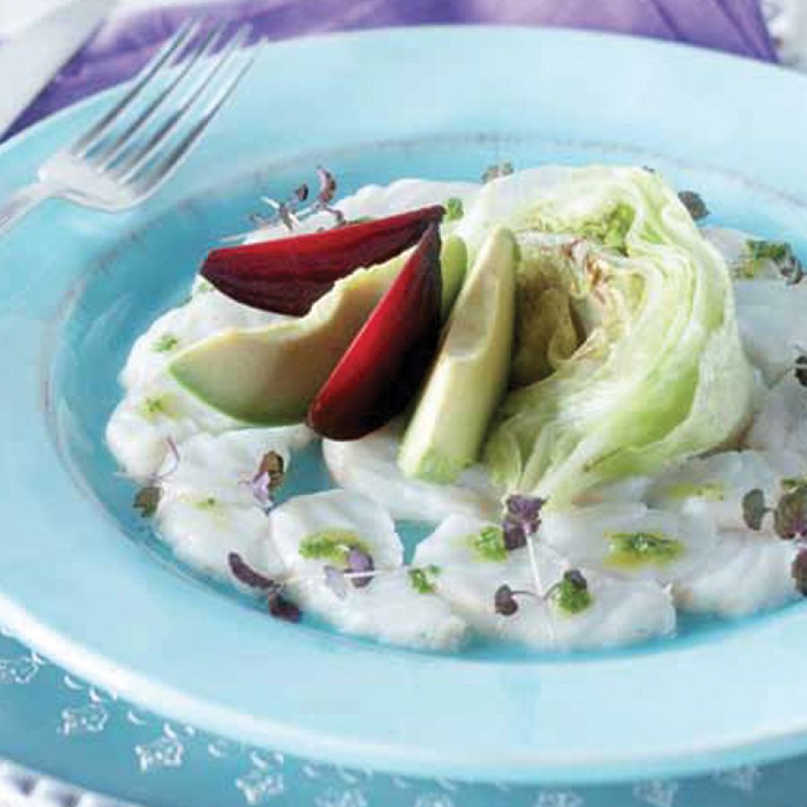 Warme carpaccio van witvisfilet