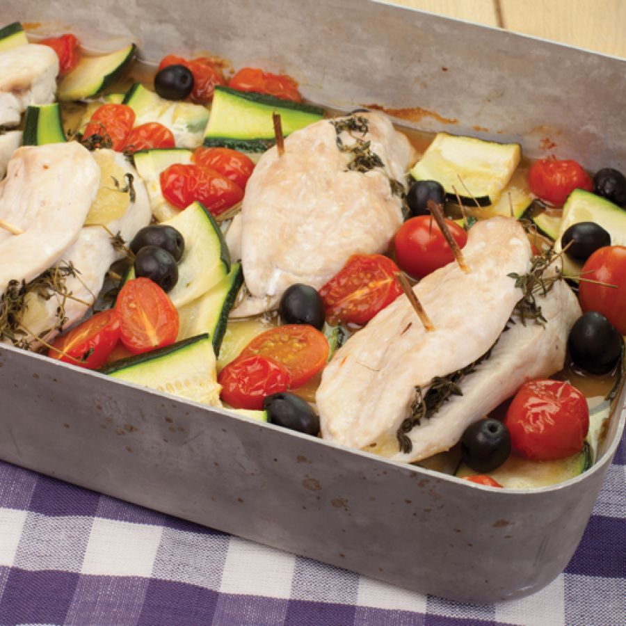 Kipfilet met courgette en tomaatjes