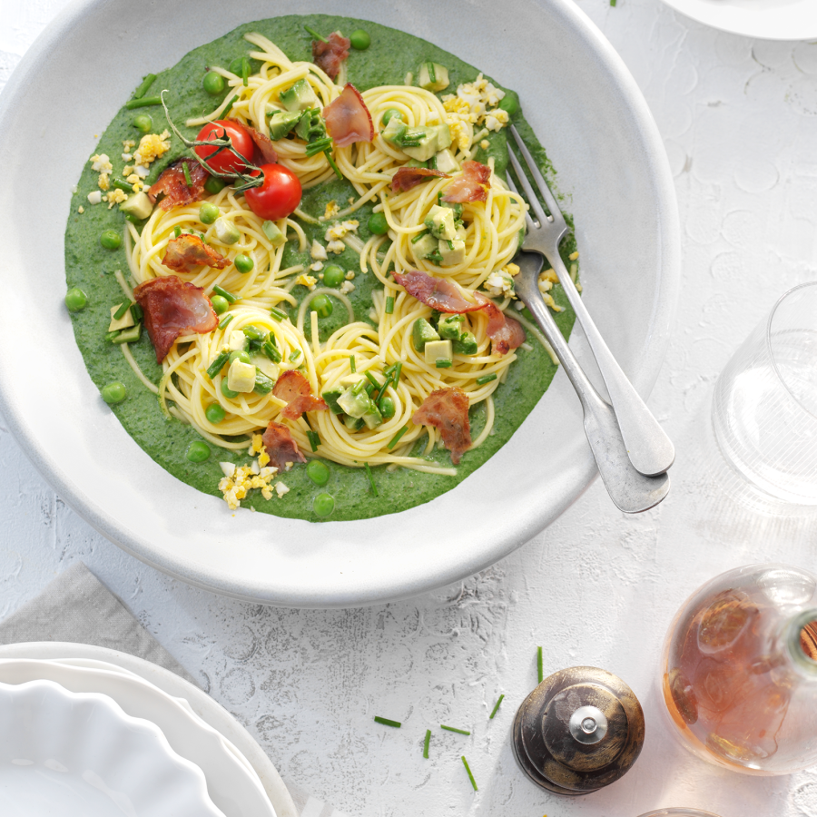 Spaghetti met romige spinaziesaus