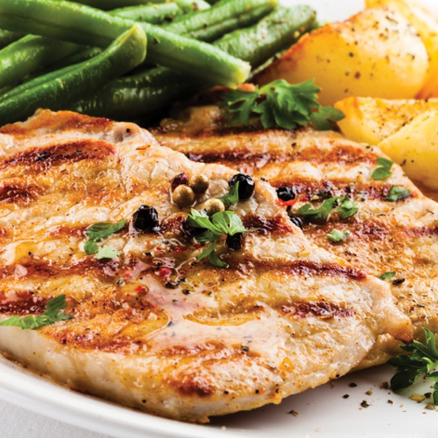 Varkensfiletlapjes met boontjes en aardappeltjes 