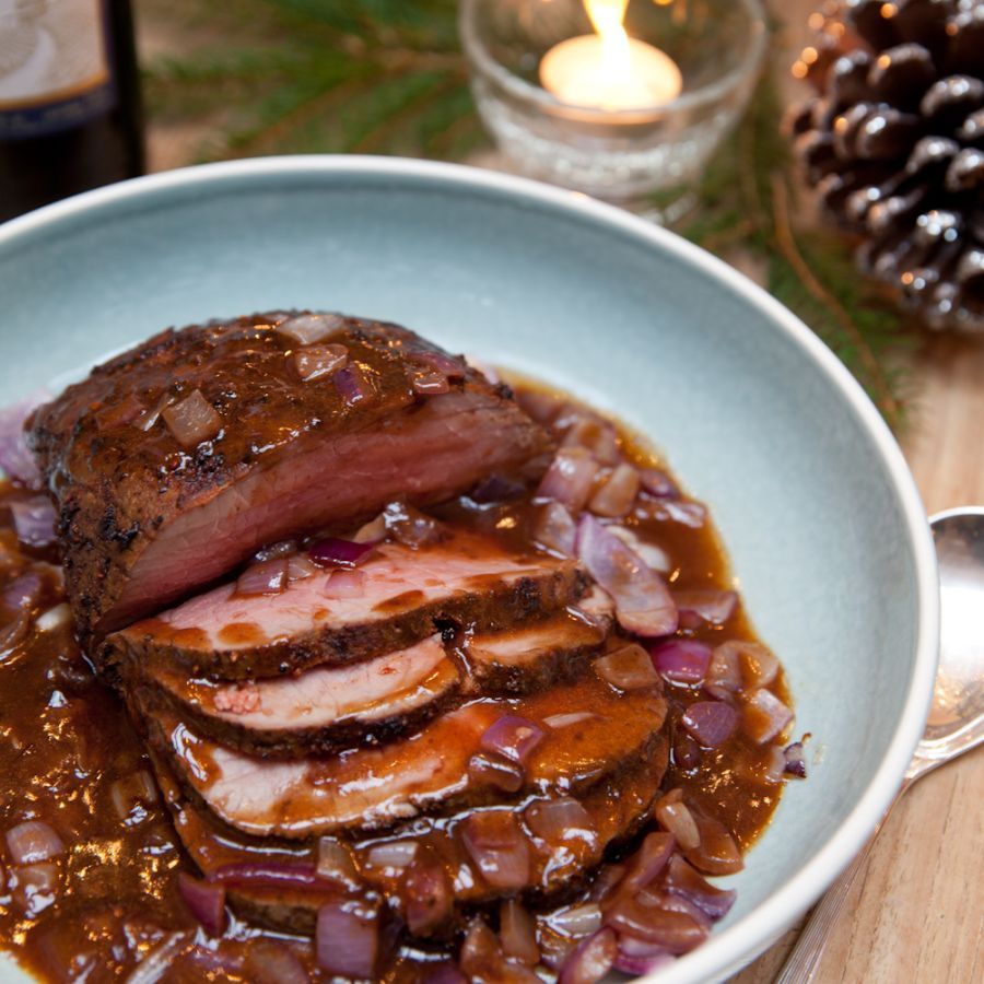 Rosbief in rodewijnsaus