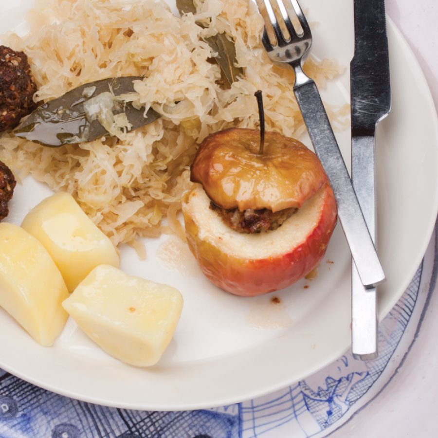 Appel gevuld met gehakt