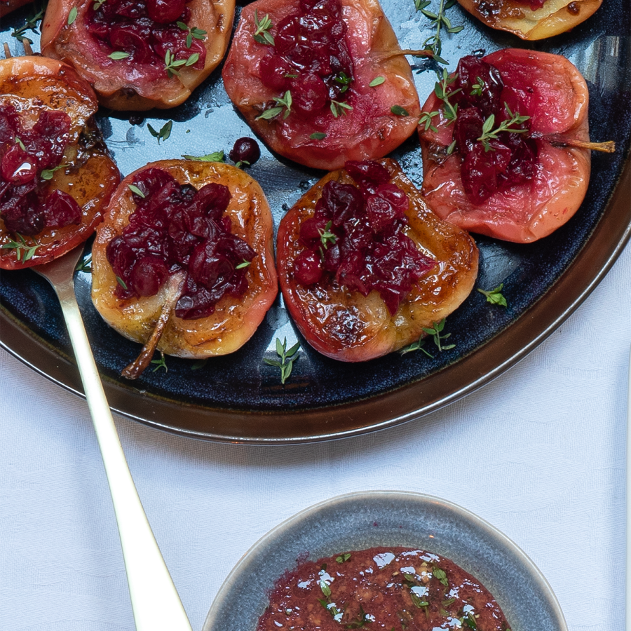 Gevulde appeltjes met cranberry compote