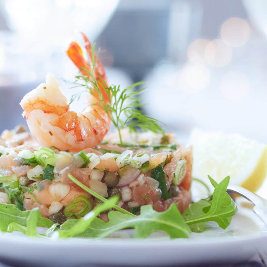 Tartaar van zalm met garnalen