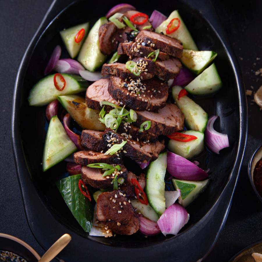 Varkenshaasje met ketjap marinade en vijfkruiden poeder