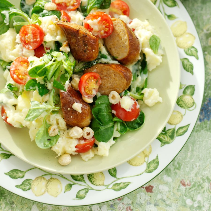 Lentestamppotje met veldsla en hazelnoot