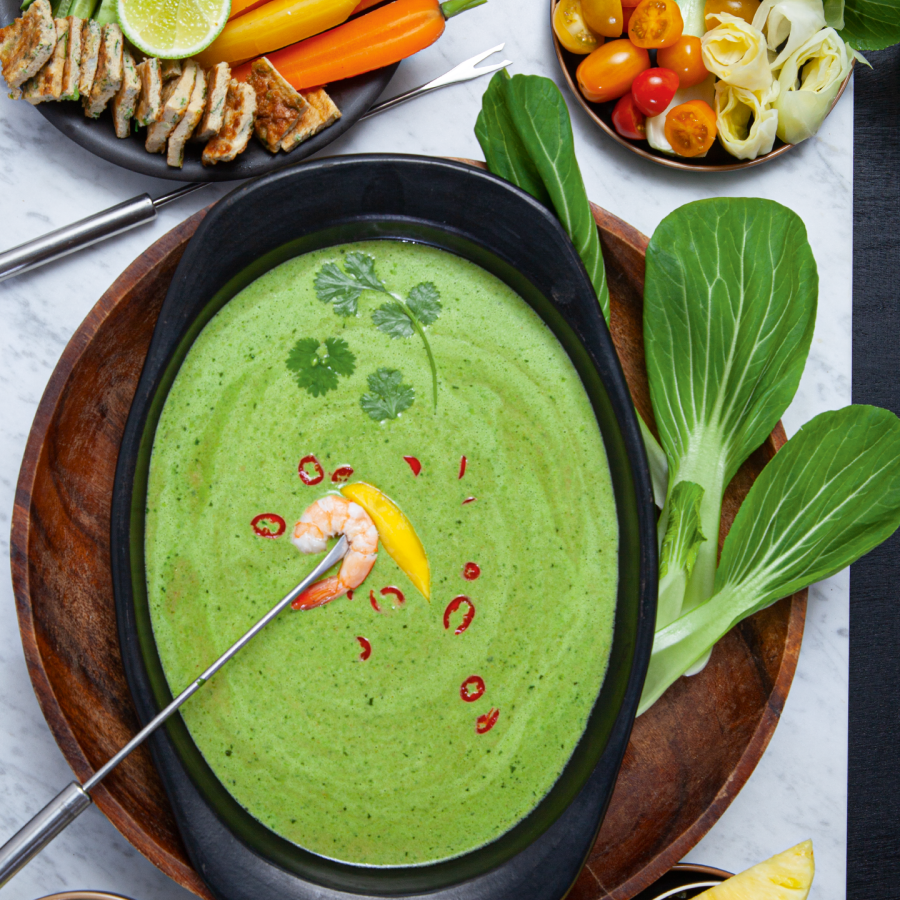 Thaise groene kokos fondue