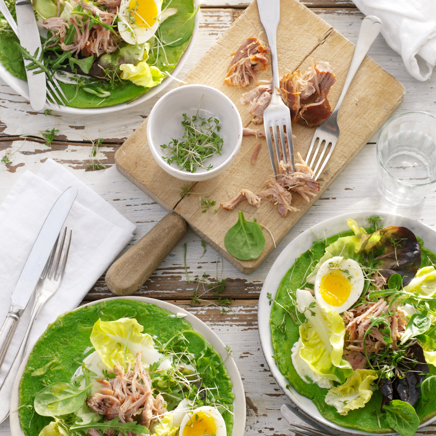 Spinazieflensjes met kruidenroom