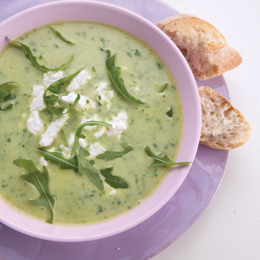 Rucolasoep met geitenkaas