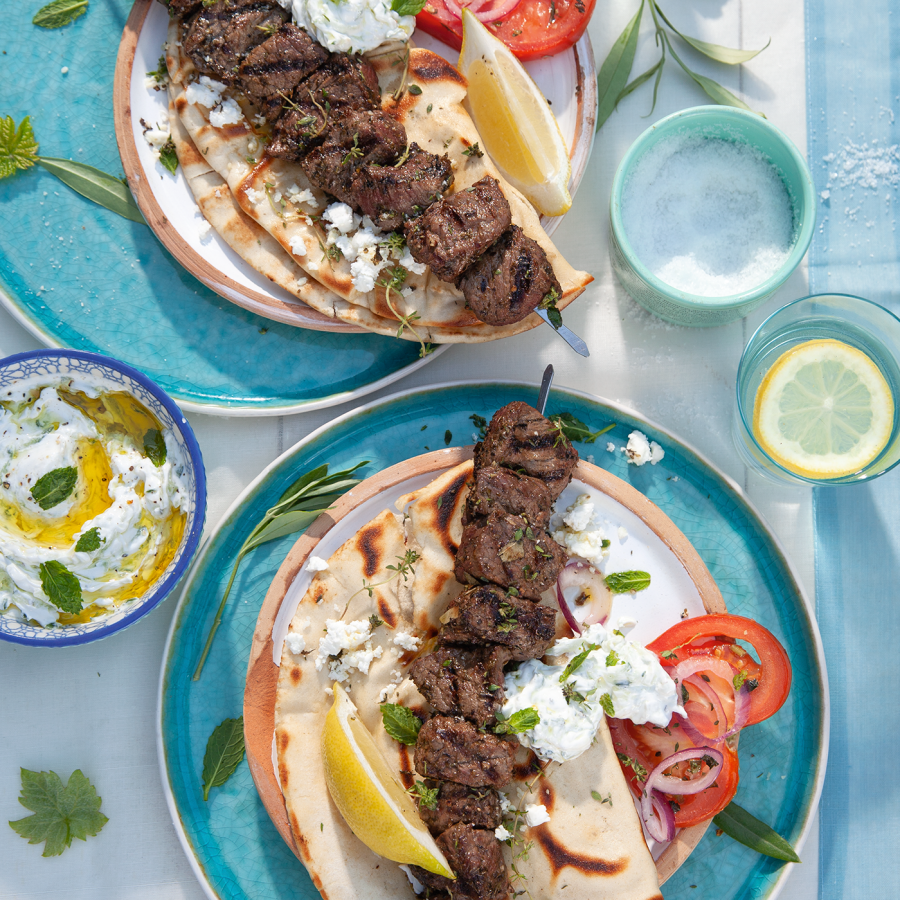 Souvlaki biefstuk met majoraan en laurier