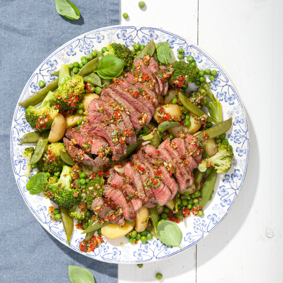 Biefstuk met groene groenten