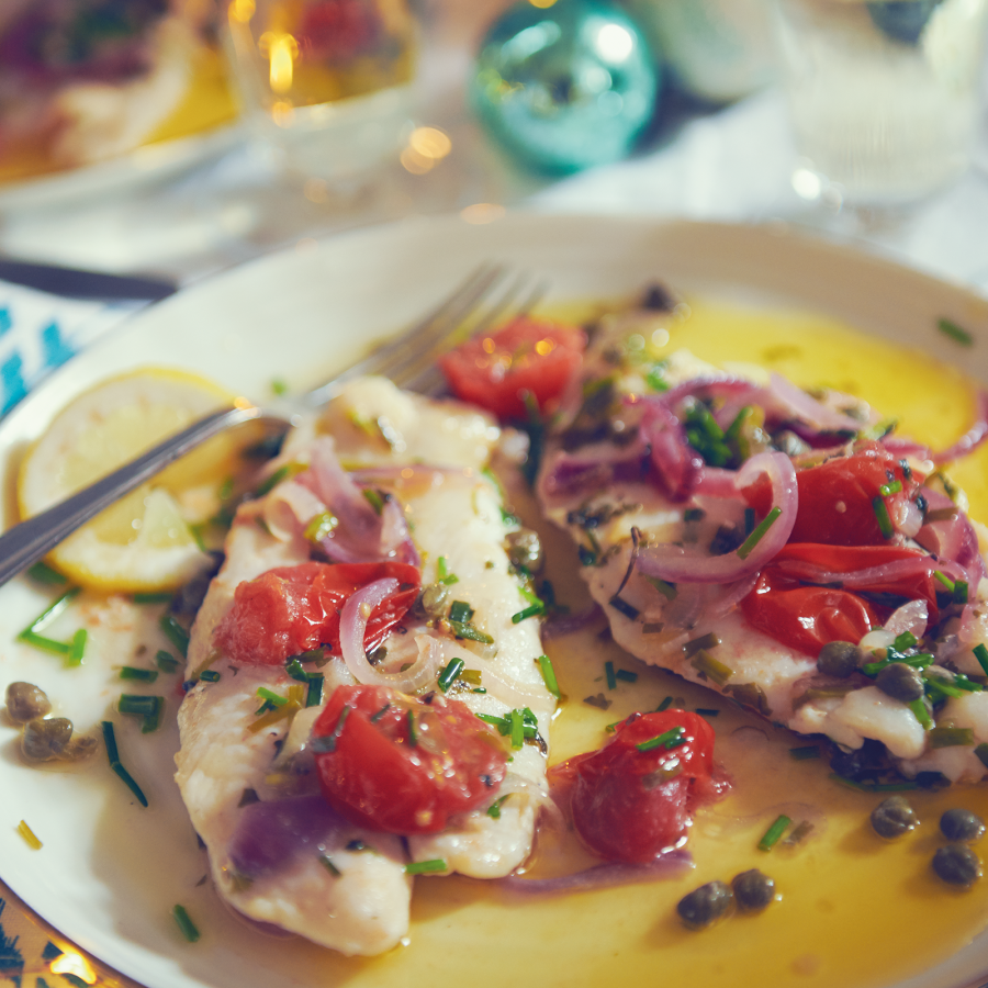 Witvis filets met sauce vierge