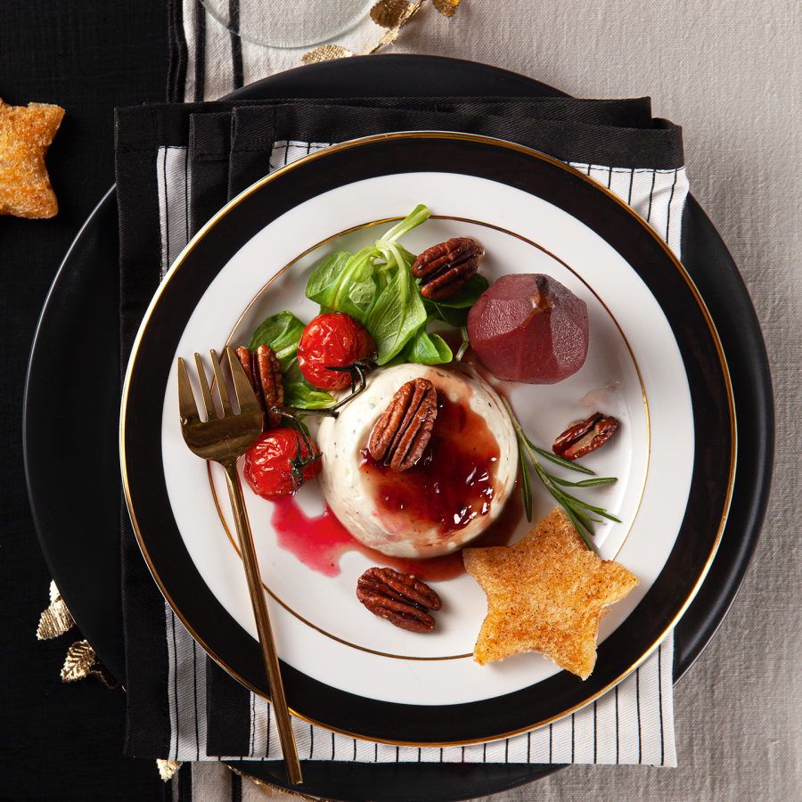 Blauwe kaas panna cotta