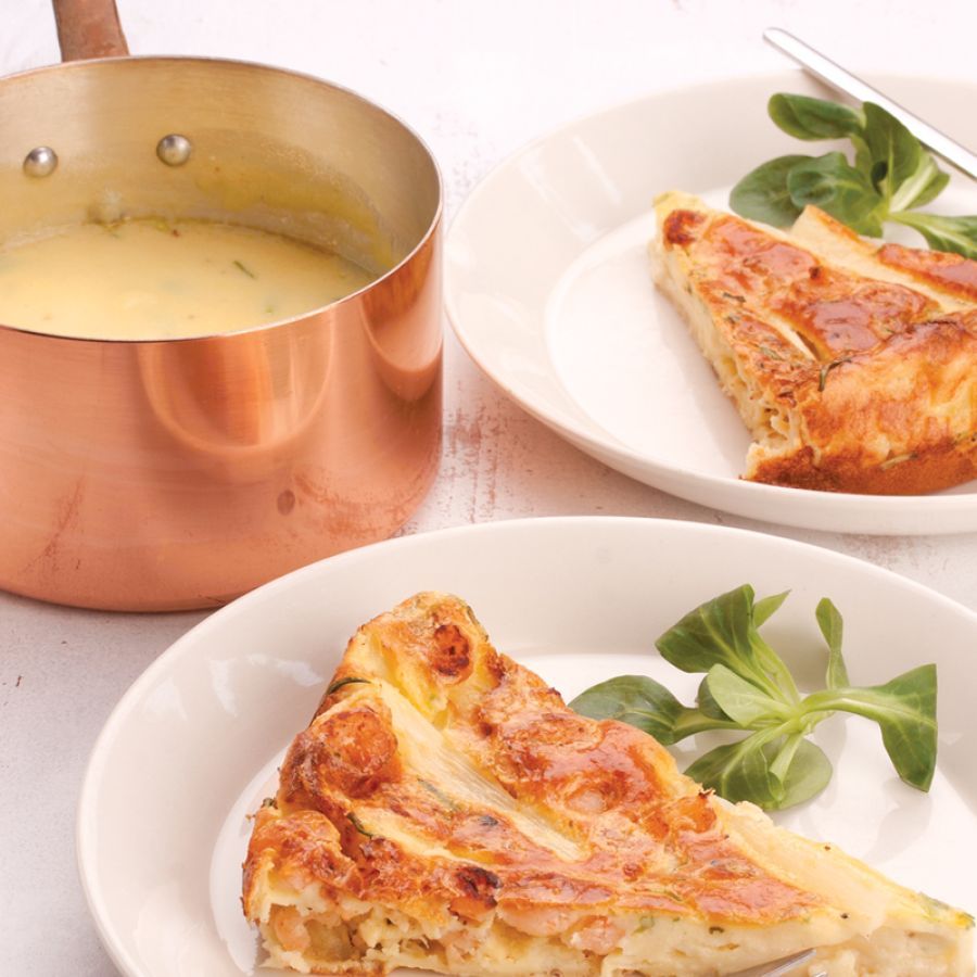 Quiche van asperges met Hollandse garnalen