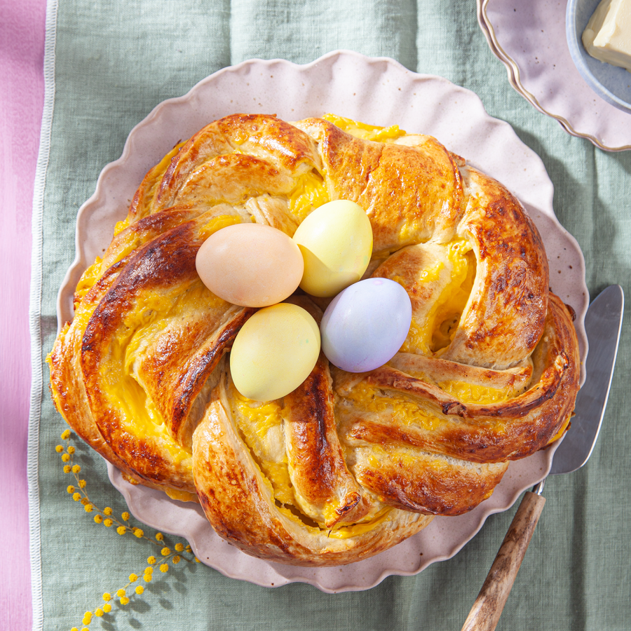 Broodkrans met custardvulling