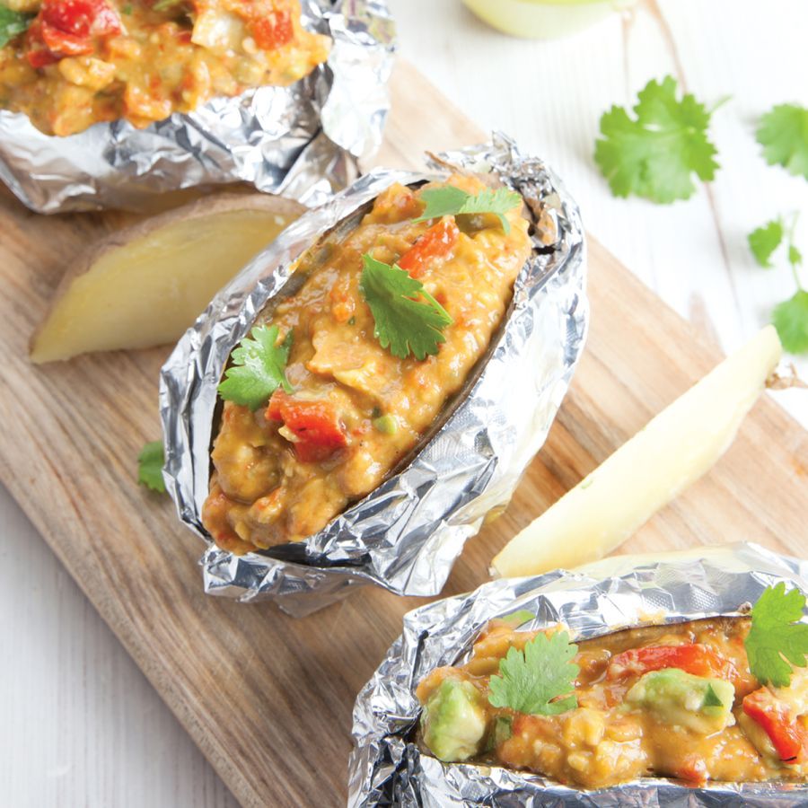 BBQ Gepofte aardappel met guacamole