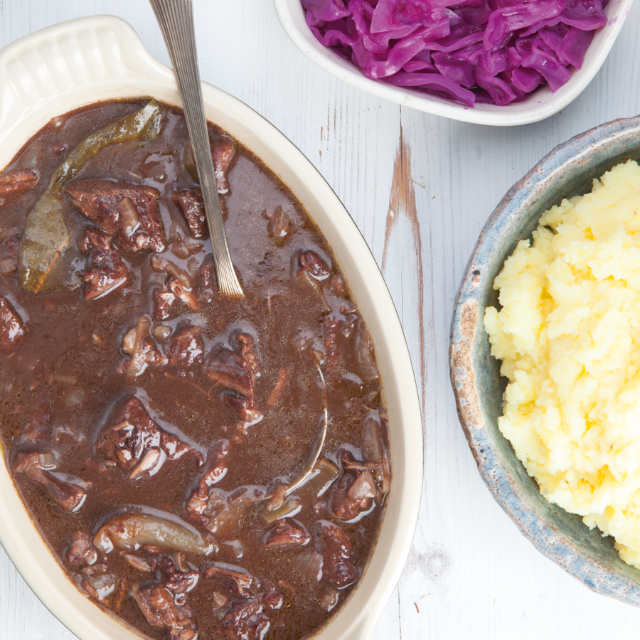 Hachee met rode kool en puree