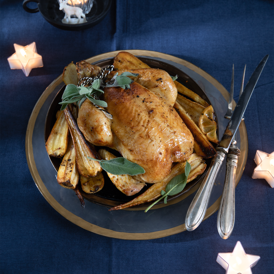 Saffraankip met salie en citroen