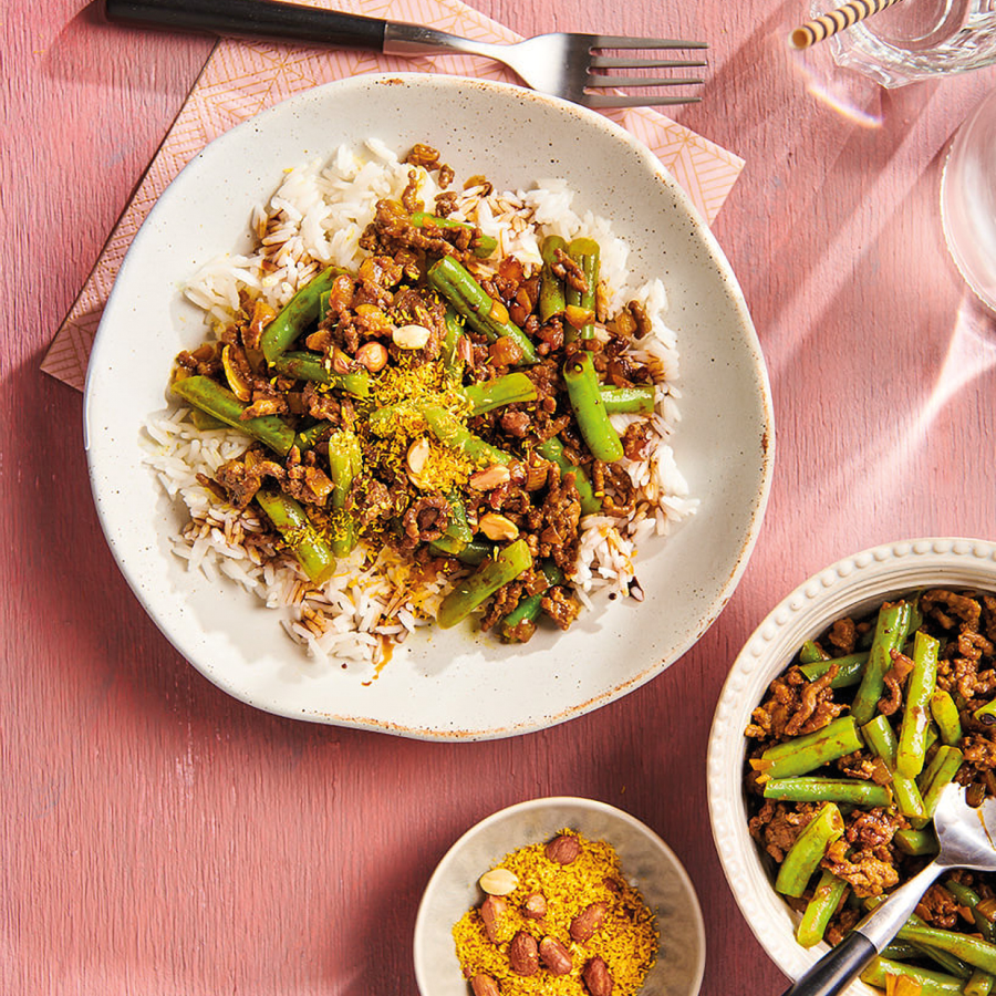 Ketjaprijst met kerriegehakt en bootjes