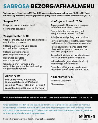 Bezorg/Afhaalmenu