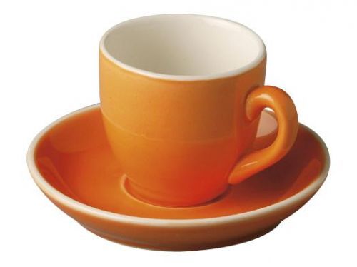 Koffiekop & schotel 14 cl. oranje