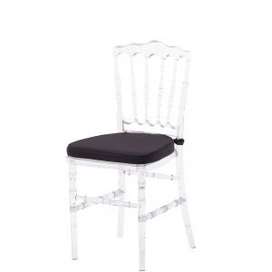 Transparante Franse stoel, zitting zwart