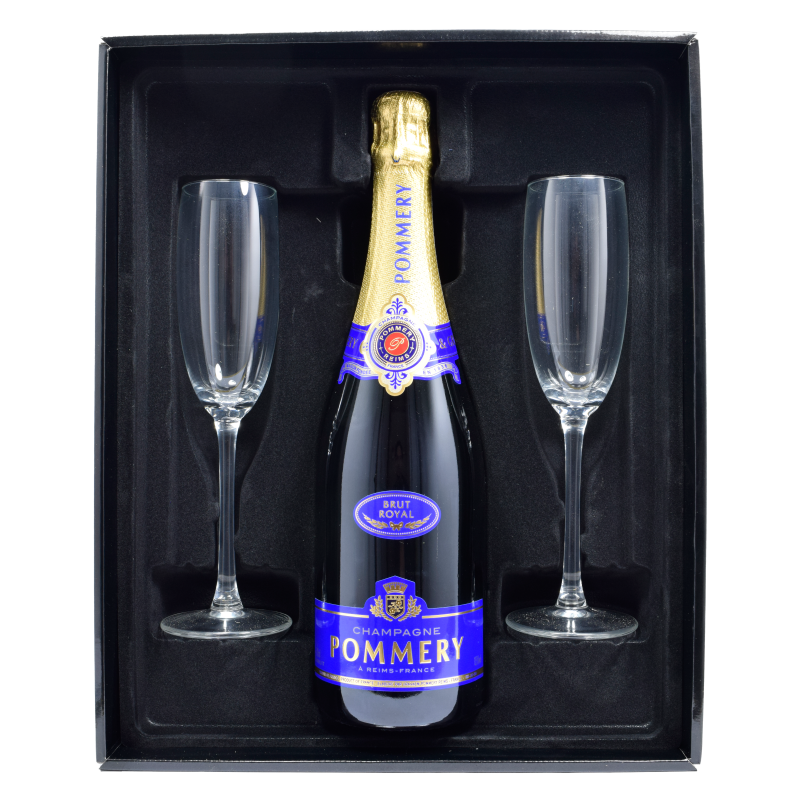 - Pommery Champagne - Geschenkset Brut Royal 75c + 2 glzl
