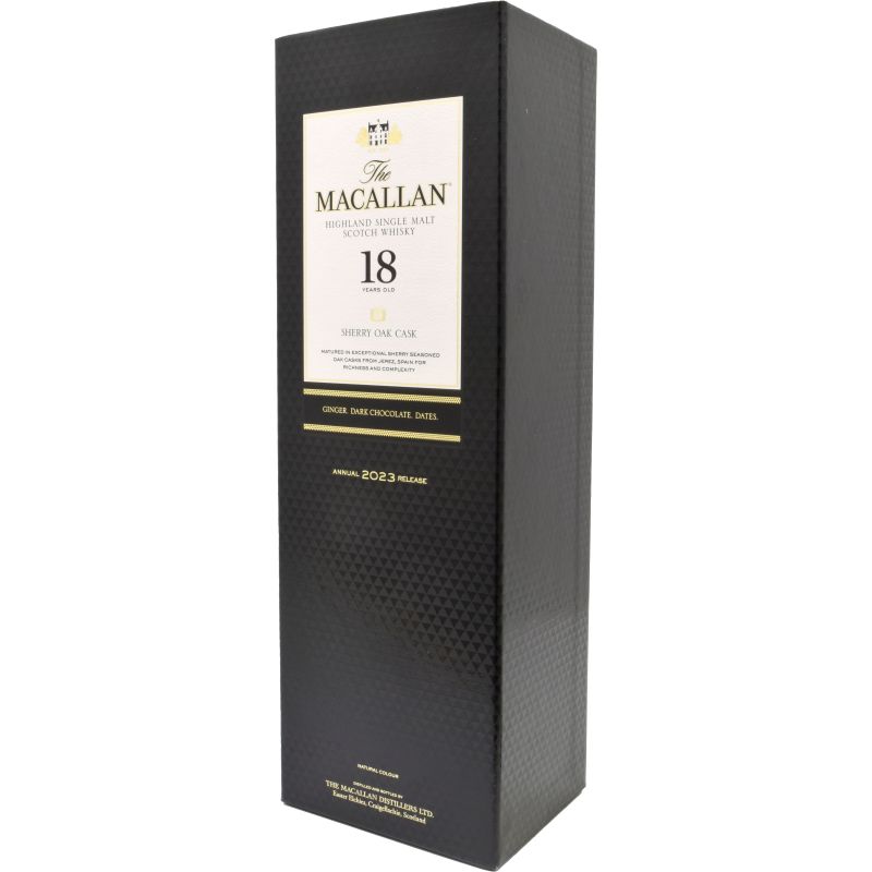 - Macallan - Highland Single Malt Scotch Whisky Sherry Oak Cask 18Y 43%