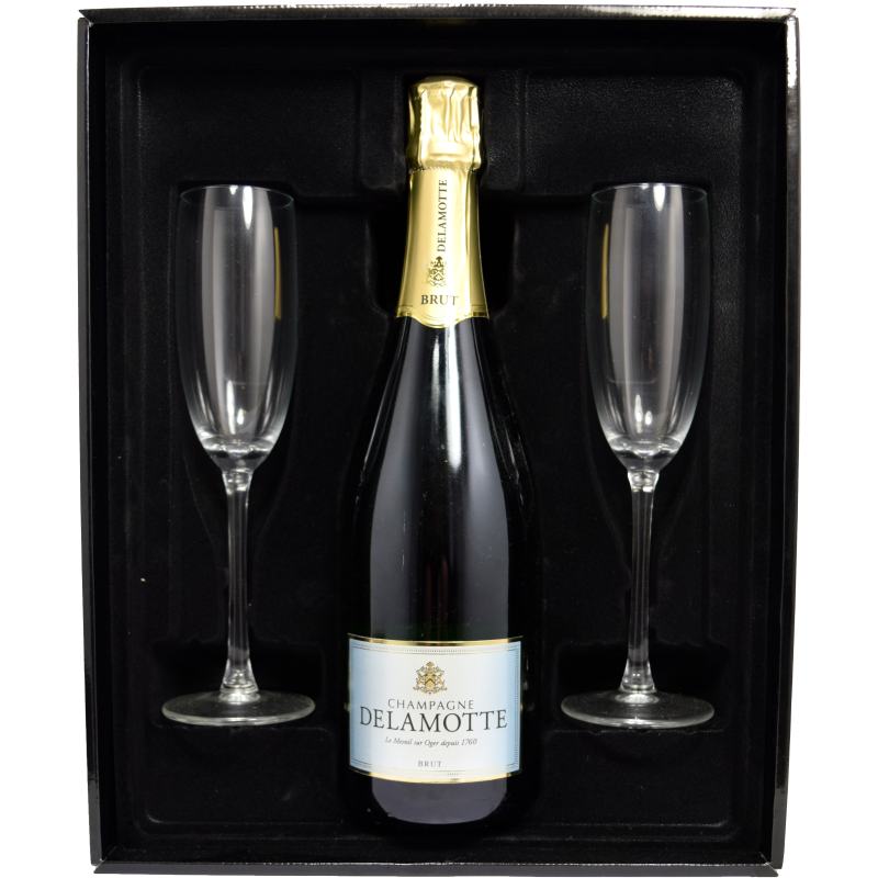- Delamotte Champagne - Geschenkset Brut 75cl + 2 glz