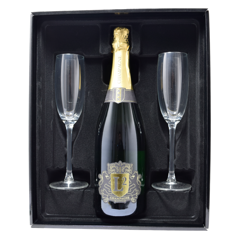 - L2 Champagne - Geschenkset Brut 75cl + 2glz