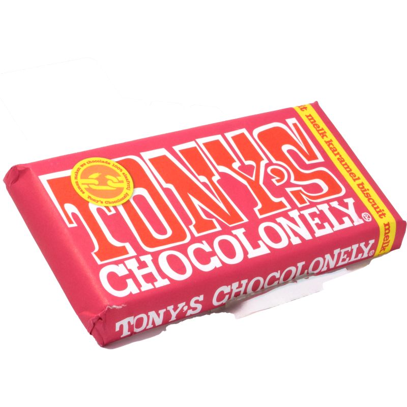- Tony''s Chocolonely - Melk Karamel Biscuit 180 gr chocolade reep