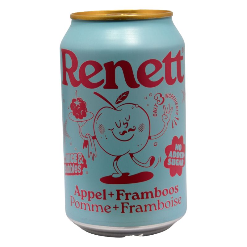 - Renett - Appel Framboos Just Juice & Bubbles Blik 330ml