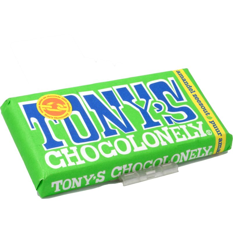 - Tony Chocolonely Puur Amandel Zeezout Chocolade Reep 180 gr