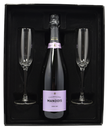 - Mandois Demi Sec Champagne Geschenkset+ 2glz