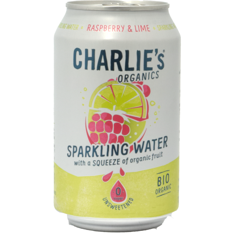 - Charlie''s - Organic Sparkling Water Raspberry & Lime Blik 33cl